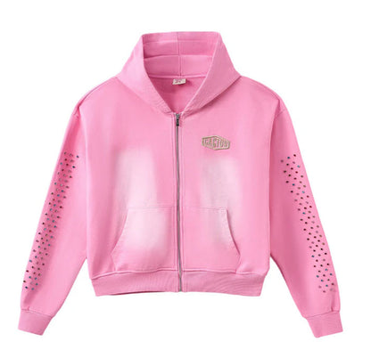 AZVA Crystal Cactus Zip-Up - Pink