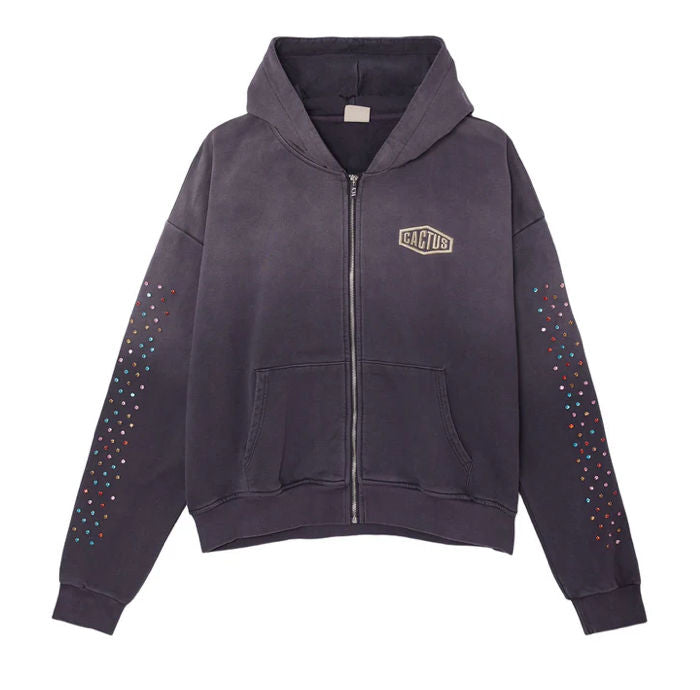 AZVA Crystal Cactus Zip-Up Washed Black