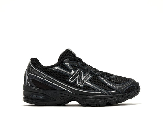 New Balance 740 Bungee Lace Black Grey Silver (PS)