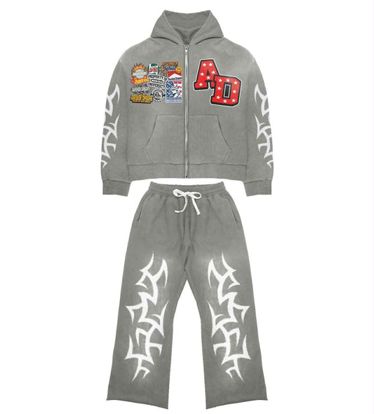 Awoken Dreams Sweatsuit Patchwork Grey