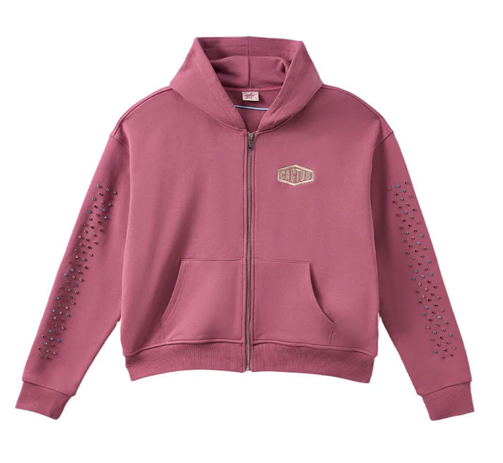 AZVA Crystal Cactus Zip-Up - Raspberry